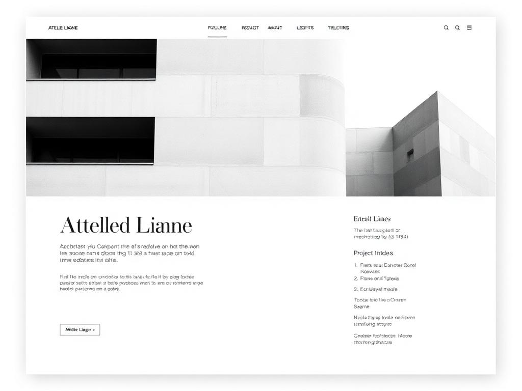 Concept de site web minimaliste pour un cabinet d'architecture